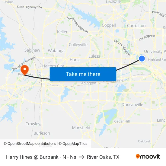 Harry Hines @ Burbank - N - Ns to River Oaks, TX map