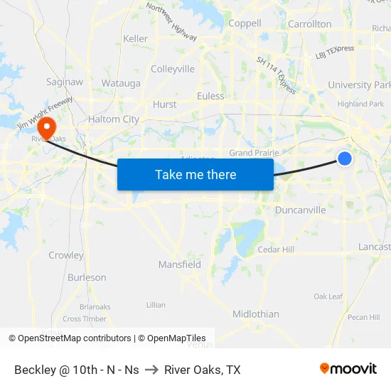 Beckley @ 10th - N - Ns to River Oaks, TX map