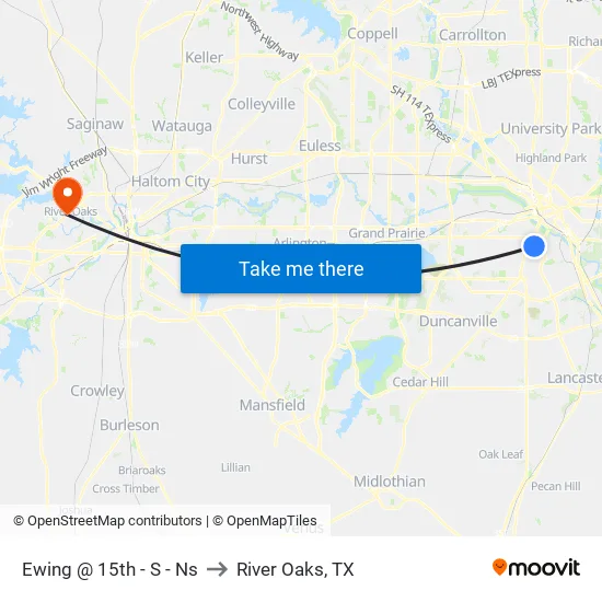 Ewing @ 15th - S - Ns to River Oaks, TX map