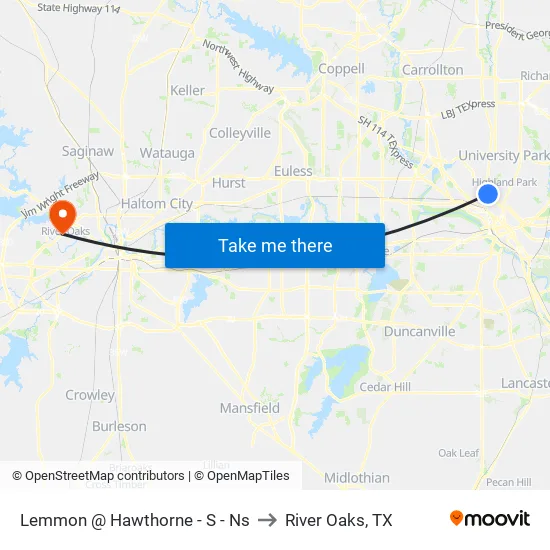 Lemmon @ Hawthorne - S - Ns to River Oaks, TX map