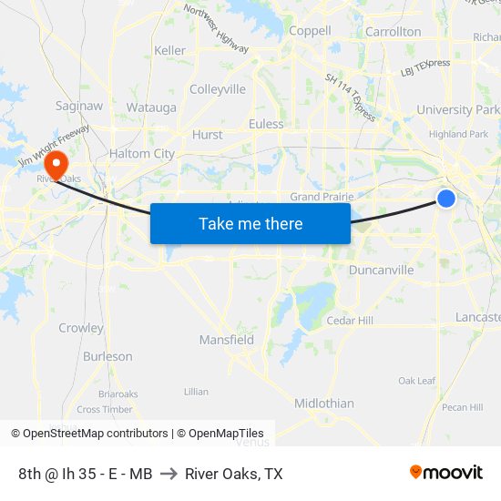 8th @ Ih 35 - E - MB to River Oaks, TX map