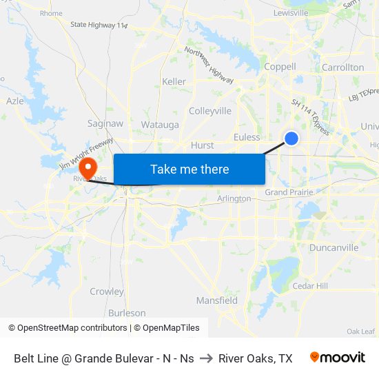 Belt Line @ Grande Bulevar - N - Ns to River Oaks, TX map