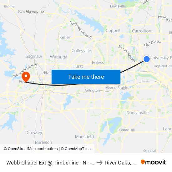 Webb Chapel Ext @ Timberline - N - FS to River Oaks, TX map