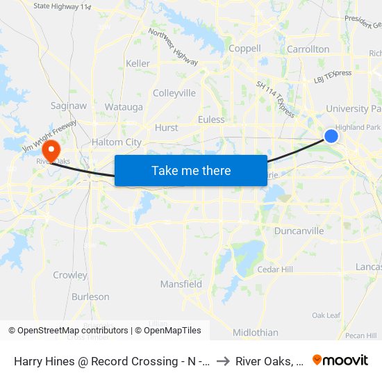 Harry Hines @ Record Crossing - N -  Ns to River Oaks, TX map