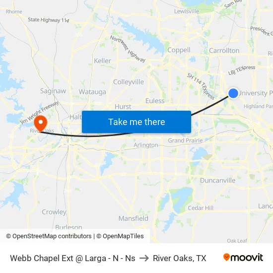 Webb Chapel Ext @ Larga - N - Ns to River Oaks, TX map
