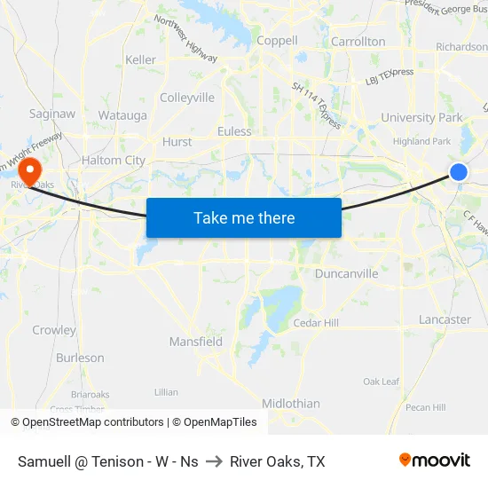 Samuell @ Tenison - W - Ns to River Oaks, TX map