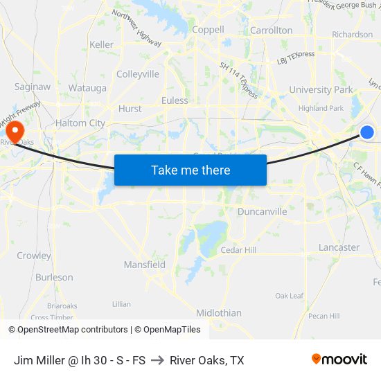 Jim Miller @ Ih 30 - S - FS to River Oaks, TX map