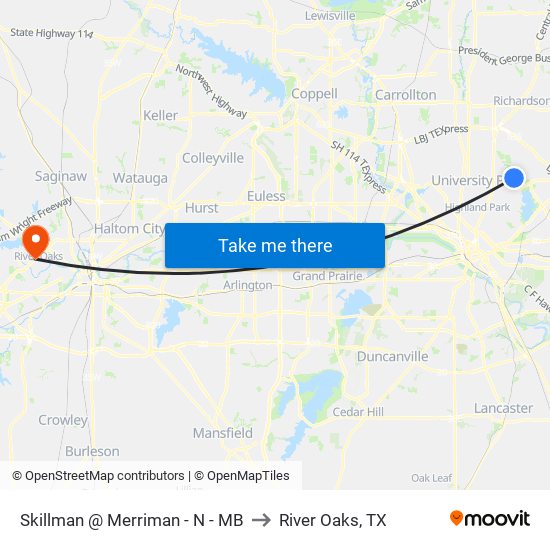 Skillman @ Merriman - N - MB to River Oaks, TX map