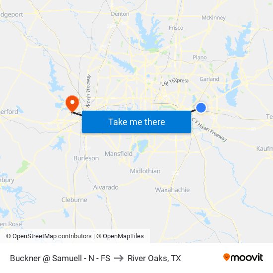 Buckner @ Samuell - N - FS to River Oaks, TX map