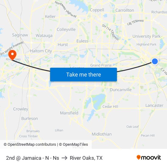 2nd @ Jamaica - N - Ns to River Oaks, TX map