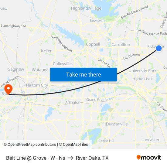 Belt Line @ Grove - W - Ns to River Oaks, TX map