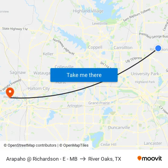 Arapaho @ Richardson - E - MB to River Oaks, TX map