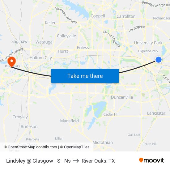 Lindsley @ Glasgow - S - Ns to River Oaks, TX map