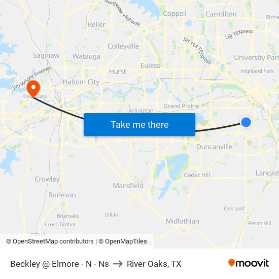 Beckley @ Elmore - N - Ns to River Oaks, TX map