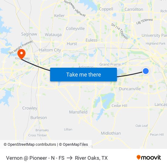Vernon @ Pioneer - N - FS to River Oaks, TX map