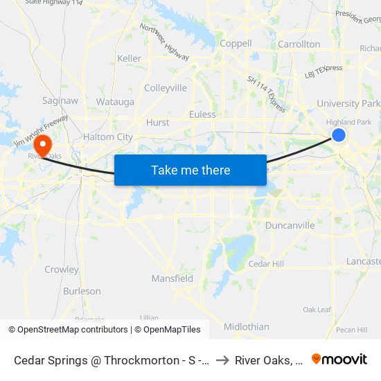 Cedar Springs @ Throckmorton - S - Ns to River Oaks, TX map