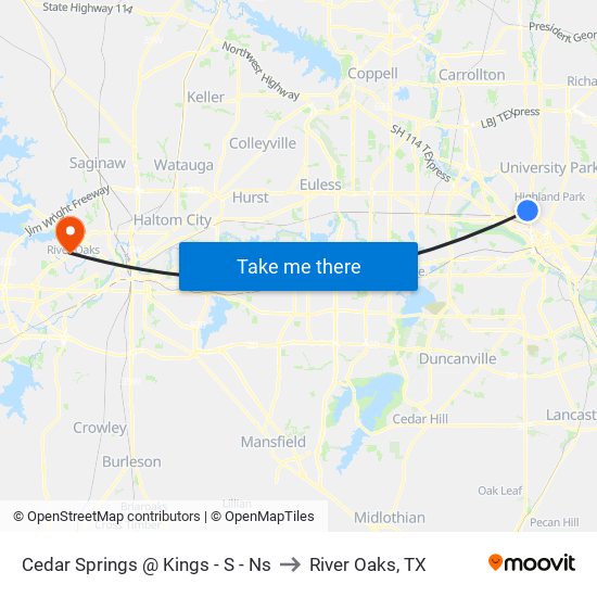 Cedar Springs @ Kings - S - Ns to River Oaks, TX map