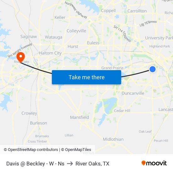 Davis @ Beckley - W - Ns to River Oaks, TX map