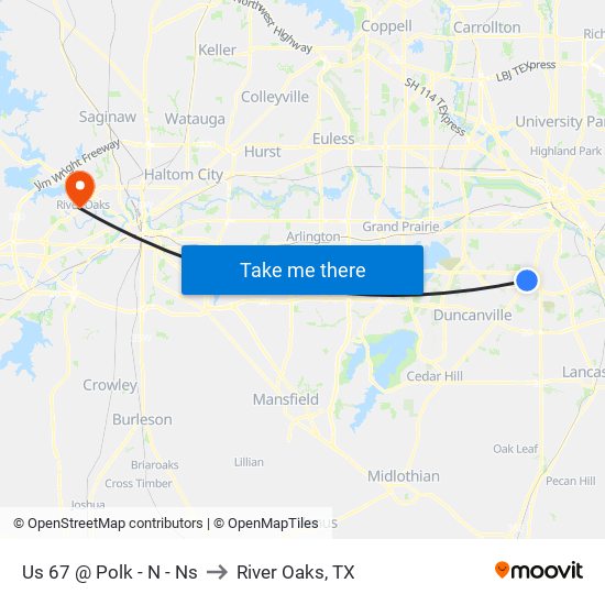 Us 67 @ Polk - N - Ns to River Oaks, TX map