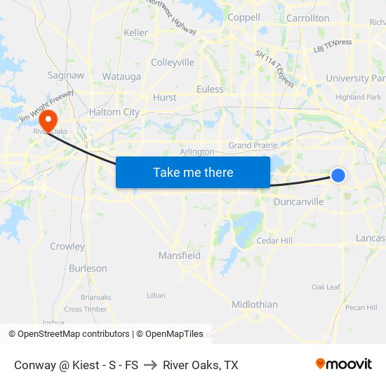 Conway @ Kiest - S - FS to River Oaks, TX map