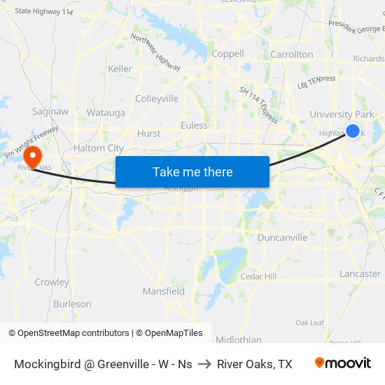 Mockingbird @ Greenville - W - Ns to River Oaks, TX map