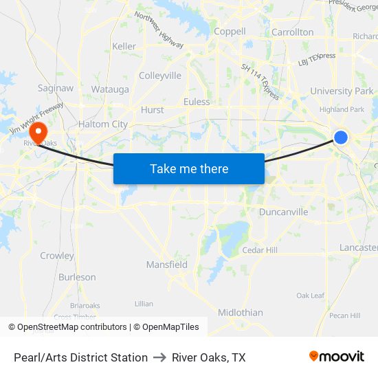 Pearl/Arts District Station to River Oaks, TX map