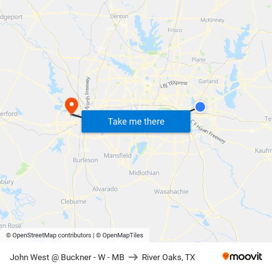 John West @ Buckner - W - MB to River Oaks, TX map