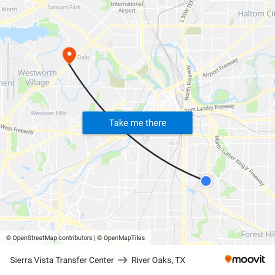 Sierra Vista Transfer Center to River Oaks, TX map