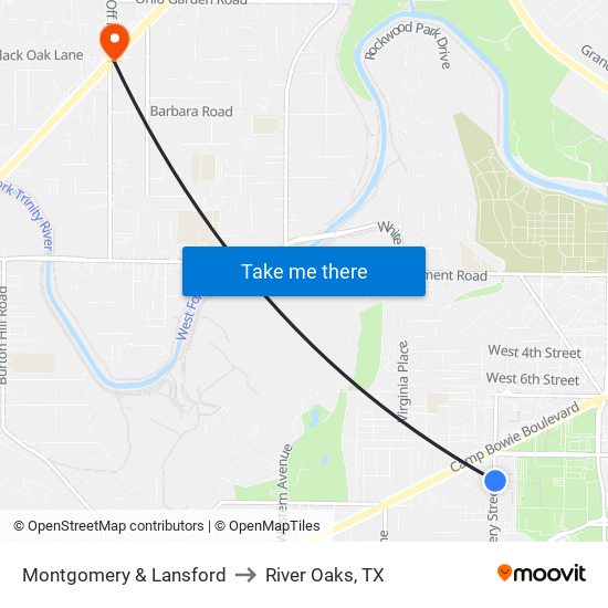 Montgomery & Lansford to River Oaks, TX map