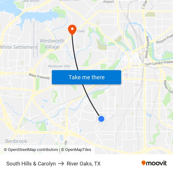 South Hills & Carolyn to River Oaks, TX map