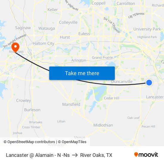 Lancaster @ Alamain - N -Ns to River Oaks, TX map