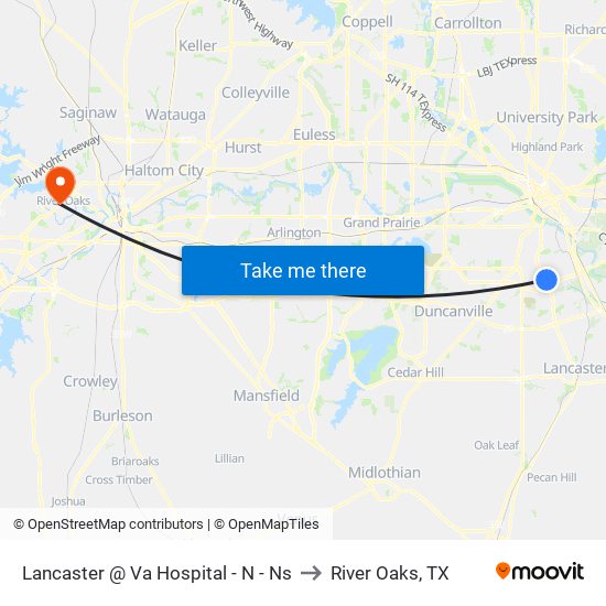 Lancaster @ Va Hospital - N - Ns to River Oaks, TX map
