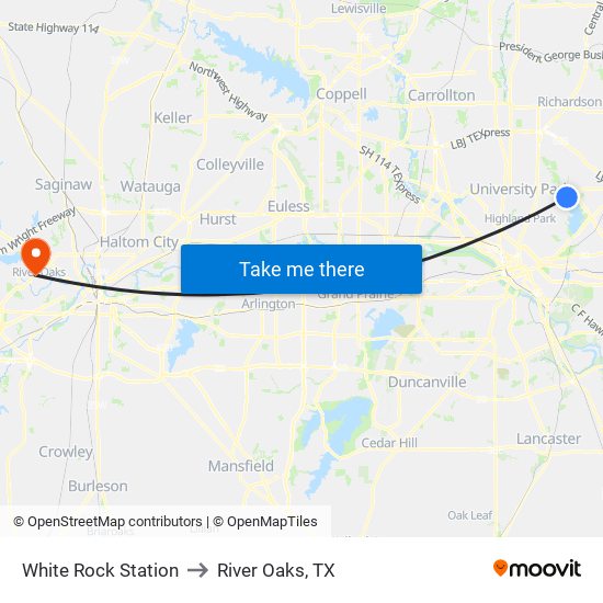 White Rock Station to River Oaks, TX map