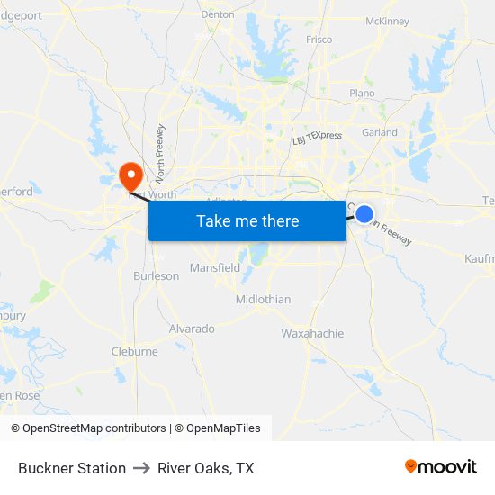 Buckner Station to River Oaks, TX map