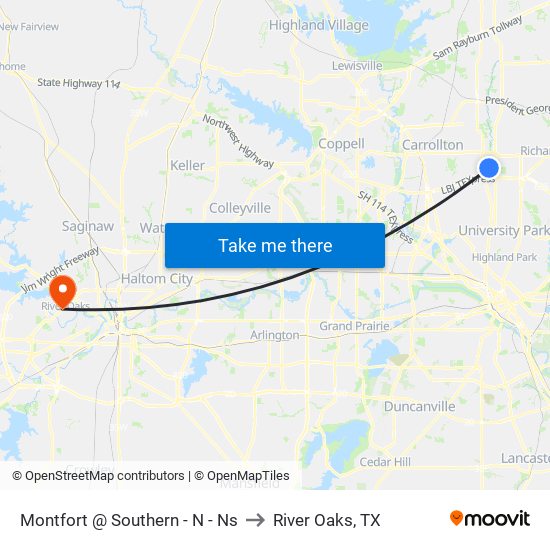 Montfort @ Southern - N - Ns to River Oaks, TX map