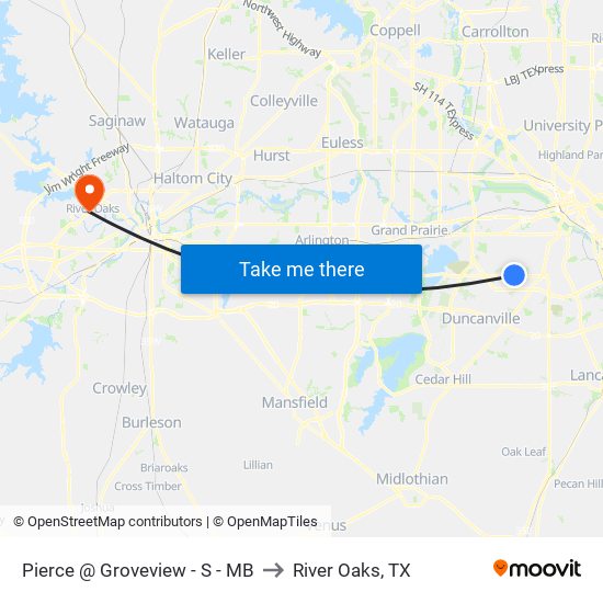 Pierce @ Groveview - S - MB to River Oaks, TX map