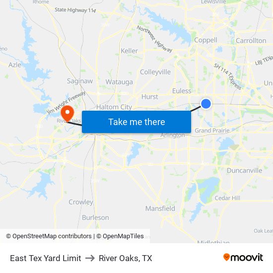 East Tex Yard Limit to River Oaks, TX map