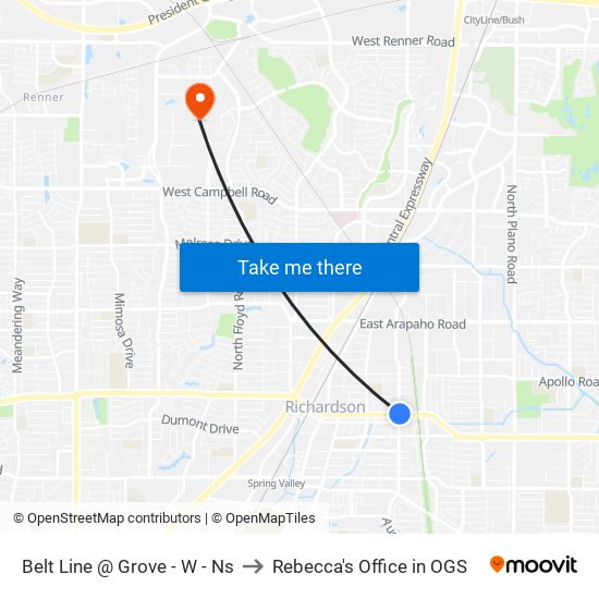 Belt Line @ Grove - W - Ns to Rebecca's Office in OGS map