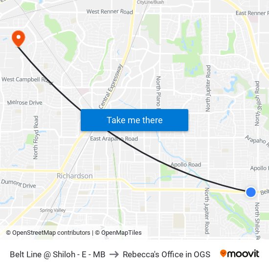 Belt Line @ Shiloh - E - MB to Rebecca's Office in OGS map