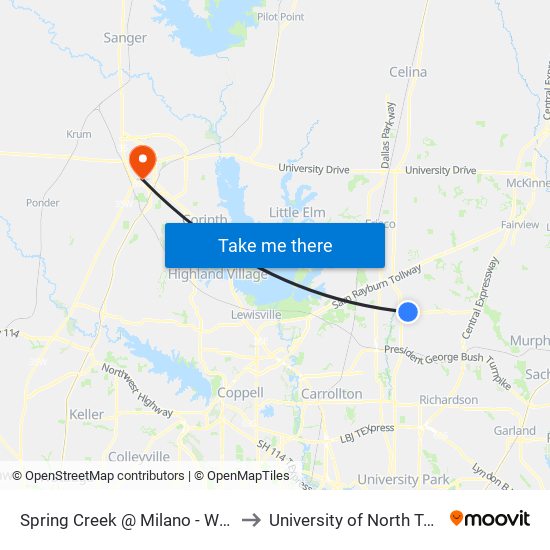 Spring Creek @ Milano - W - Ns to University of North Texas map