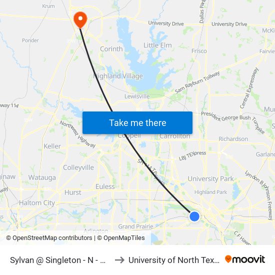 Sylvan @ Singleton - N - MB to University of North Texas map