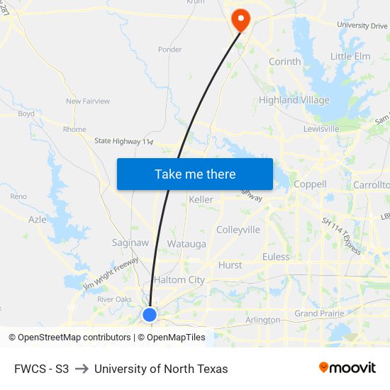FWCS - S3 to University of North Texas map