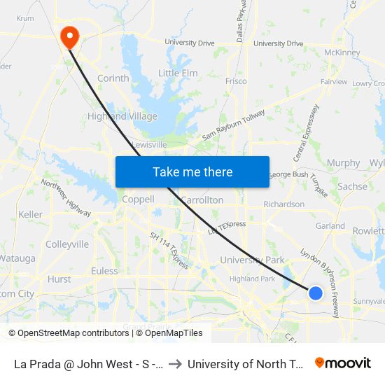 La Prada @ John West - S - MB to University of North Texas map