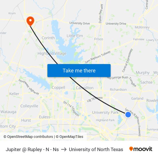 Jupiter @ Rupley - N - Ns to University of North Texas map