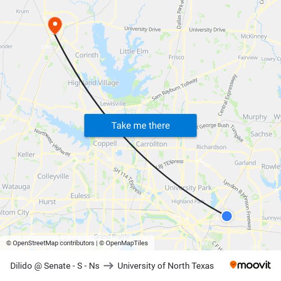 Dilido @ Senate - S - Ns to University of North Texas map