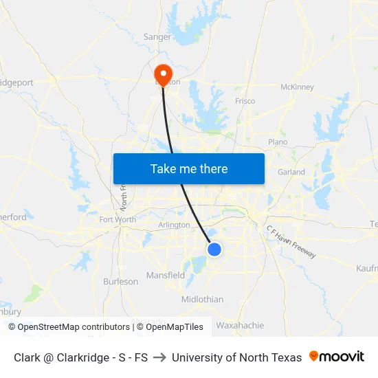 Clark @ Clarkridge - S - FS to University of North Texas map