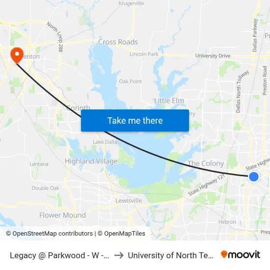 Legacy @ Parkwood - W -  FS to University of North Texas map