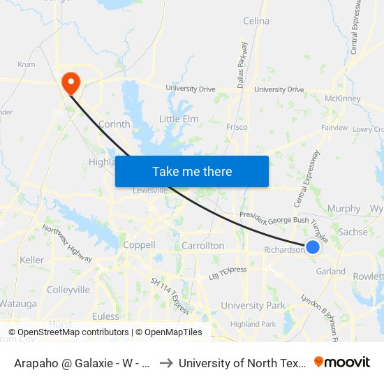 Arapaho @ Galaxie - W - Ns to University of North Texas map