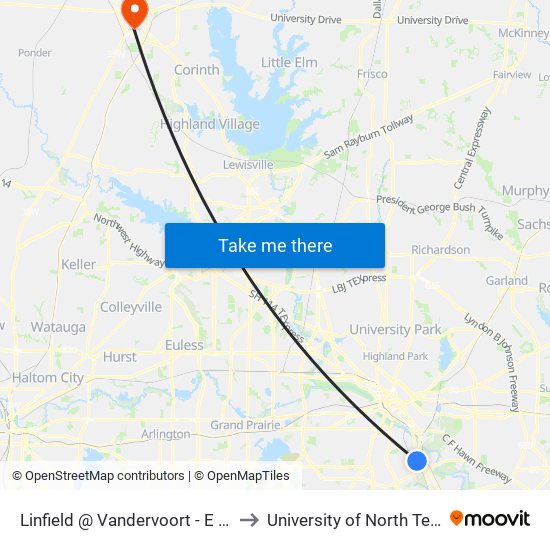 Linfield @ Vandervoort - E - Ns to University of North Texas map