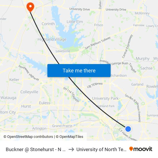 Buckner @ Stonehurst - N - Ns to University of North Texas map